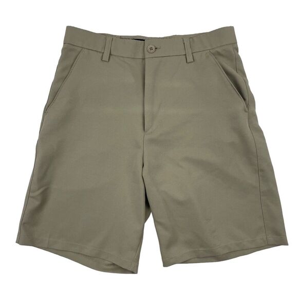 Saddlebred Comfort Performance Men's Sz 30 Tan Flat Front Shorts 100% Polyester - Picture 1 of 6
